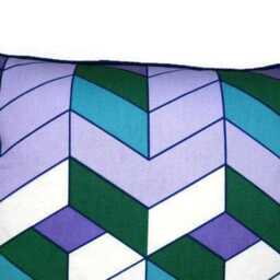 Vintage 70S Chevron Cushion Cover Turquoise, Blue, Green, Lilac - 18 X 18 Ins - thumbnail 2
