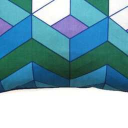 Vintage 70S Chevron Cushion Cover Turquoise, Blue, Green, Lilac - 18 X 18 Ins - thumbnail 3
