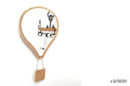 Safety Mirror Hot Air Balloon With Led Light - Wall Decor Nursery Kid Wooden