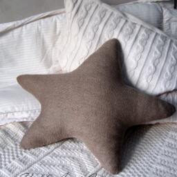 Christmas Pillow Red Star Sequin Pink Star Shaped Brown Handmade Decoration - thumbnail 2