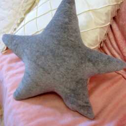Christmas Pillow Red Star Sequin Pink Star Shaped Brown Handmade Decoration - thumbnail 4