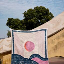 Handmade Cotton Quilt Reversible Block Print, Blue Star Design, Indian Kantha Bedspread, Available in Twin, Queen, & King Sizes - thumbnail 3