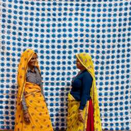 Handmade Cotton Quilt Reversible Block Print, Blue Star Design, Indian Kantha Bedspread, Available in Twin, Queen, & King Sizes - thumbnail 2