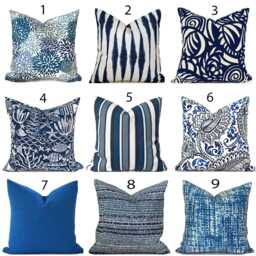Outdoor Pillow Cover With Zippers, Easy To Use & Washable, Pick Your Favorite Blues - thumbnail 1
