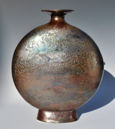 Iridescent Bronze Copper Crystalline Glazed Pottery Porcelain Vase - thumbnail 1