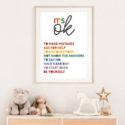 It's Okay To Not Be Poster, Rainbow Wall Art, Classroom Decor, Posters Quotes, Educational Be Yourself, Playroom - thumbnail 3