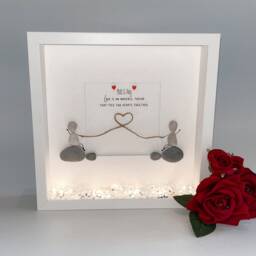 Heart String Personalised Pebble Art Custom Stone Couple Picture Frame Unique Anniversary Rock Couples Gift Wife Husband Girlfriend Her - thumbnail 3