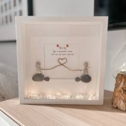 Heart String Personalised Pebble Art Custom Stone Couple Picture Frame Unique Anniversary Rock Couples Gift Wife Husband Girlfriend Her - thumbnail 2