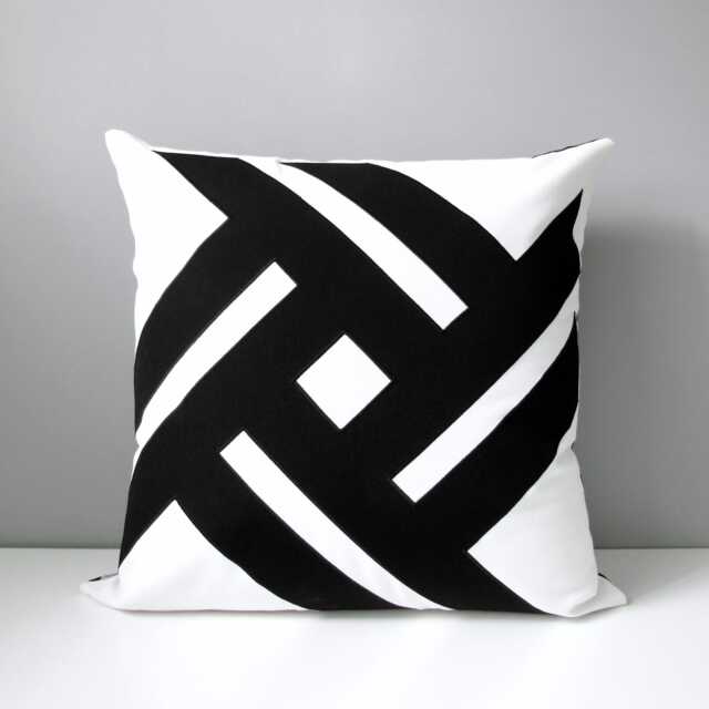 Black & White Sunbrella?? Outdoor Pillow Cover For Modern Patio/Deck Chairs, Pool Seating Or Entryway, Pinwheel Cushions By Mazizmuse - image 1