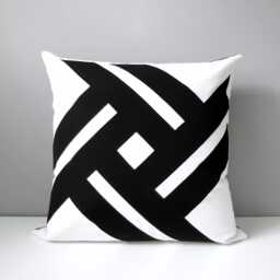 Black & White Sunbrella?? Outdoor Pillow Cover For Modern Patio/Deck Chairs, Pool Seating Or Entryway, Pinwheel Cushions By Mazizmuse - thumbnail 1