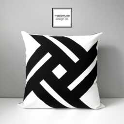 Black & White Sunbrella?? Outdoor Pillow Cover For Modern Patio/Deck Chairs, Pool Seating Or Entryway, Pinwheel Cushions By Mazizmuse - thumbnail 4