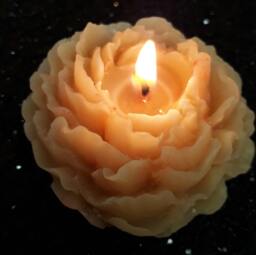 Peony Flower Beeswax Set Of 3 Candles/ Bee Wax Candle /Naturally Scented / - thumbnail 1