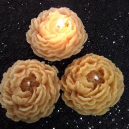Peony Flower Beeswax Set Of 3 Candles/ Bee Wax Candle /Naturally Scented / - thumbnail 3