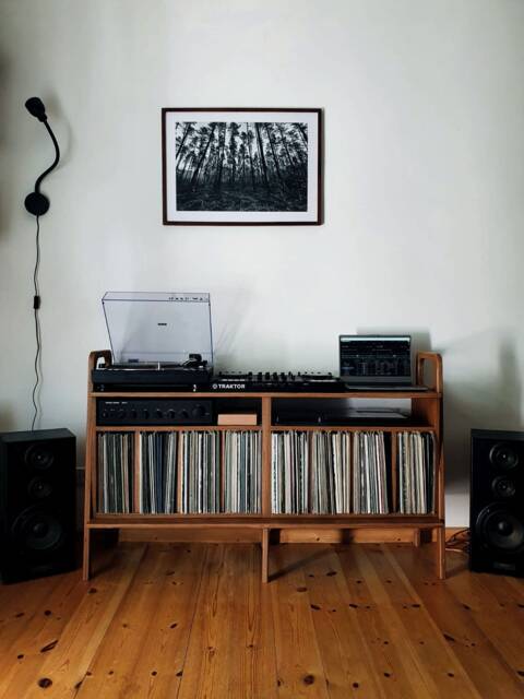 Vinyl Sideboard - Record Player Stand With Lp Storage Mid Century Modern Credenza - image 1