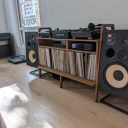 Vinyl Sideboard - Record Player Stand With Lp Storage Mid Century Modern Credenza - thumbnail 4