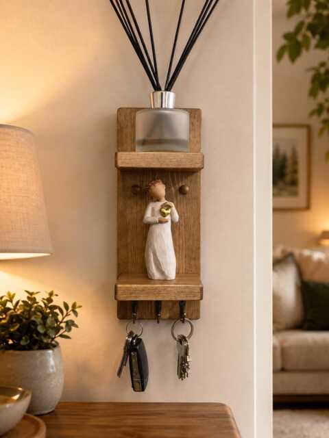 Handmade Oak Waxed Key Holder Shelf Entryway Organizer - image 1