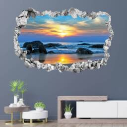 Sea Rocks Sunset Wall Decal Sticker Mural Poster Print Art Home Office Decor Ka10 - thumbnail 2