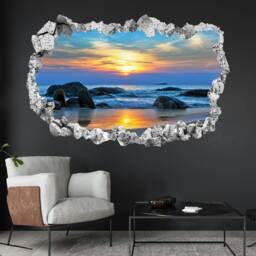 Sea Rocks Sunset Wall Decal Sticker Mural Poster Print Art Home Office Decor Ka10 - thumbnail 1