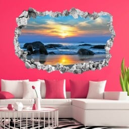 Sea Rocks Sunset Wall Decal Sticker Mural Poster Print Art Home Office Decor Ka10 - thumbnail 3