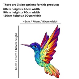 Rainbow Wall Sticker - Geometric Hummingbird Decal Kids Art - thumbnail 3