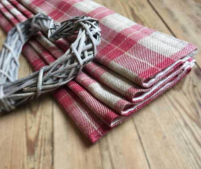 Custom Roman Blind/ Shade in Ian Mankin Kintyre Check Peony - Please Note Full Price Is On Quotation - image 1