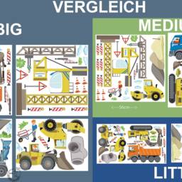 Construction Site Set Big Customizable Wall Decal - Children's Room Decor Crane, Excavator, Concrete Mixer, Dump Truck Hand-Drawn, Made in Germany - thumbnail 4