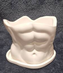 Handmade Male Torso Planter Jesmonite Abs Organizer Pot -Man Body Planter