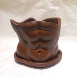 Handmade Male Torso Planter Jesmonite Abs Organizer Pot -Man Body Planter - thumbnail 3