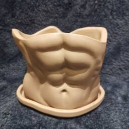 Handmade Male Torso Planter Jesmonite Abs Organizer Pot -Man Body Planter - thumbnail 2