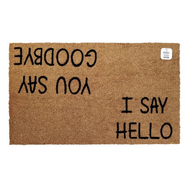 You Say Goodbye I Hello Doormat - Funny Welcome Mat Double Sided Greeting Rug Unique Porch Decor Quirky Entryway Gift -House - image 1