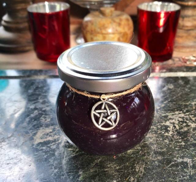 Witches Cauldron Black Candle For Protection Ward Off Negativity, Pagan, Wiccan, Witchcraft, Witch, Samhain, Patchouli Scented