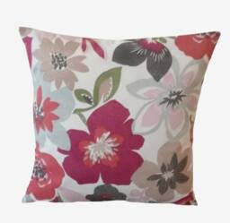 Wildflower Floral Cushion Cover, Pomegranate Red, Handmade Cotton Throw Pillow - thumbnail 2