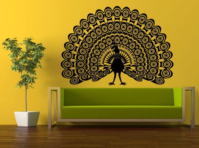 Wall Decal Vinyl Sticker Decals Peal & Stick Cheap Free Shipping Decor Art Beautiful Peacock Pretty Bird Amazing Feathers L421 - image 1
