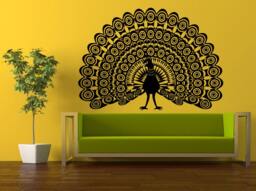 Wall Decal Vinyl Sticker Decals Peal & Stick Cheap Free Shipping Decor Art Beautiful Peacock Pretty Bird Amazing Feathers L421 - thumbnail 1