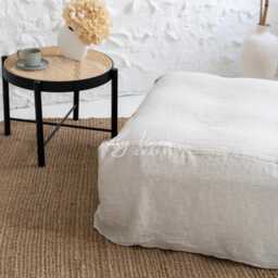 Linen Ottoman Cover, Custom Fitted Slipcover For Pouf & Footstool, Washable Natural Furniture Cover - thumbnail 3