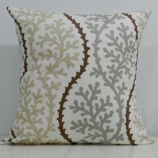 New 18x18 Inch Designer Handmade Pillow Case Stone Grey, Beige & Brown On White