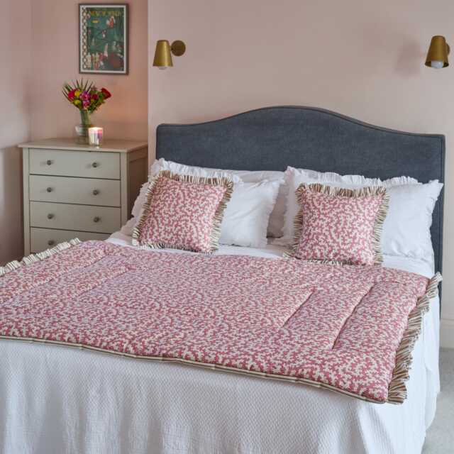 Handmade Bed Quilt Ian Sanderson Truffle Damson Fabric, UK Made - image 1