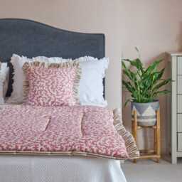Handmade Bed Quilt Ian Sanderson Truffle Damson Fabric, UK Made - thumbnail 2