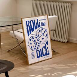 Roll The Dice Print, Retro Quirky Poster, Lucky Quote A1 Poster Unframed - thumbnail 3