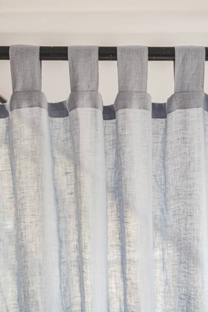 Tab Top Light Blue Linen Curtains Sheer Day Drapes - image 1