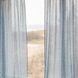 Tab Top Light Blue Linen Curtains Sheer Day Drapes - thumbnail 3