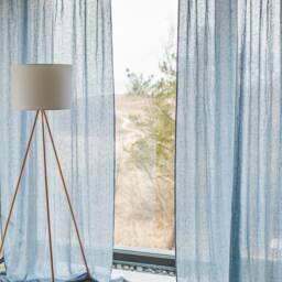 Tab Top Light Blue Linen Curtains Sheer Day Drapes - thumbnail 2