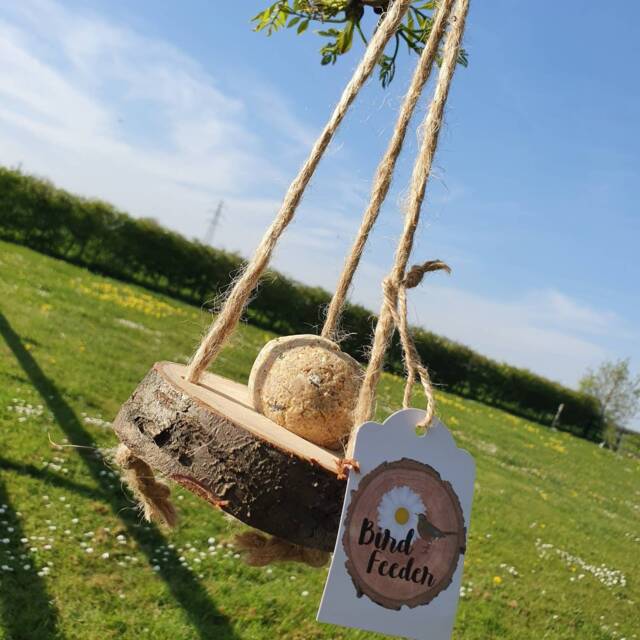 Bird Feeder Wood Slice Fat Ball - Hanging Natural Log Bird Food Environment Garden Gift Set Christmas Watching Gardener - image 1