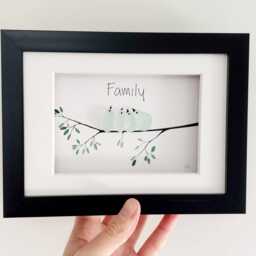 Sea Glass Bird Family Art Custom New Gift, Nursery Decor - thumbnail 2
