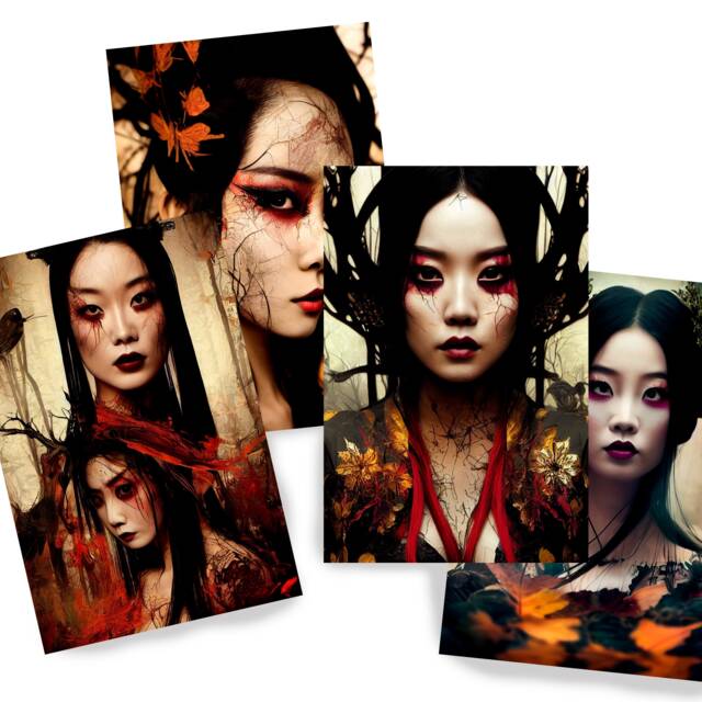 Japanese Garden Ds0016 - Limited Edition 10 Print Set Of 4 Sheets Synthography Printed On Glossy Premium Fine Art Photo Paper 20x30 cm - image 1