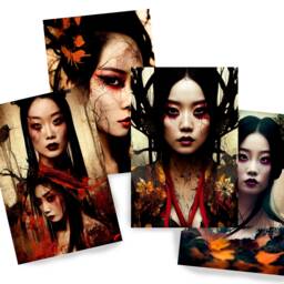 Japanese Garden Ds0016 - Limited Edition 10 Print Set Of 4 Sheets Synthography Printed On Glossy Premium Fine Art Photo Paper 20x30 cm - thumbnail 1