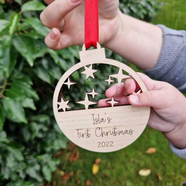 Baby First Christmas Ornament 2025, Baby Girl, My 1st Bauble, Personalised Decoration - image 1