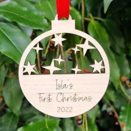 Baby First Christmas Ornament 2025, Baby Girl, My 1st Bauble, Personalised Decoration - thumbnail 2