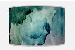 Handmade Watercolor Lampshade - Emerald Teal Blue Abstract Pendant Light Shade Artistic Ceiling Decor - thumbnail 1