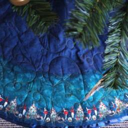 Nutcracker Christmas Tree Skirt, Blue Quilted 50-Inch Skirt - thumbnail 2